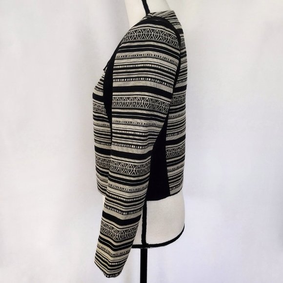 H&M Black and Ivory Southwestern Striped Textured Zip Jacket - Picture 5 of 10